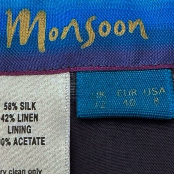 Monsoon Silk Maxi Skirt Navy Size 8 - Picture 11 of 13